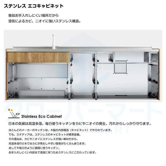 クリナップ Cleanup システムキッチン ステディア [STEDIA]：壁付Ｉ型 1950mm(195cm) きれいプラン