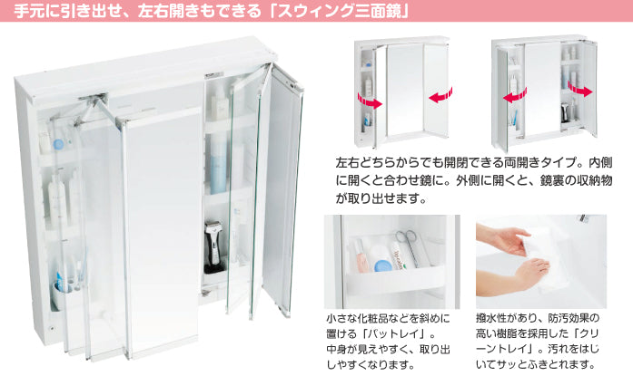 TOTO 洗面化粧台 サクア ミラーキャビネット スウィング3面鏡