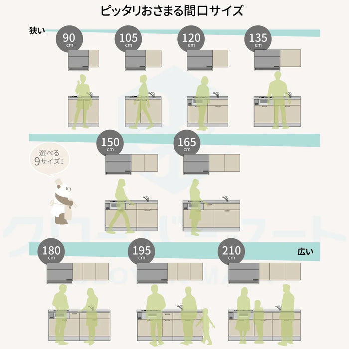 ハウステック コンパクトキッチン コパンナ [Copanna] ワイドカウンター W2000mm (200cm) 開き扉タイプ 基本仕様 Housetec