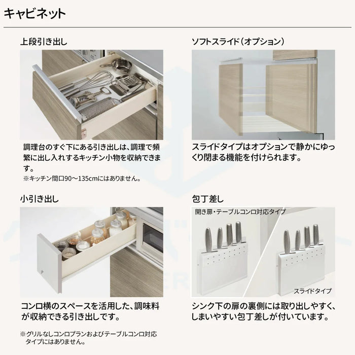 ハウステック コンパクトキッチン コパンナ [Copanna] ワイドカウンター W2000mm (200cm) 開き扉タイプ 基本仕様 Housetec