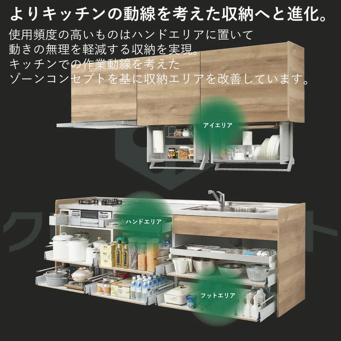 クリナップ Cleanup システムキッチン ラクエラ [rakuera] フラット対面 壁付型 W2440mm (244cm) 基本プラン スライド収納