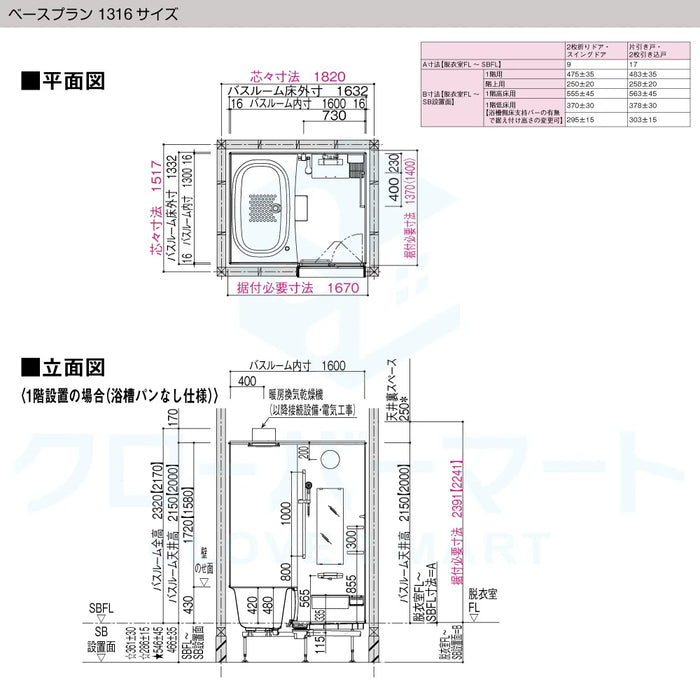 パナソニック Panasonic システムバスルーム オフローラ [Oflora]：1316サイズ ベースプラン 戸建て用