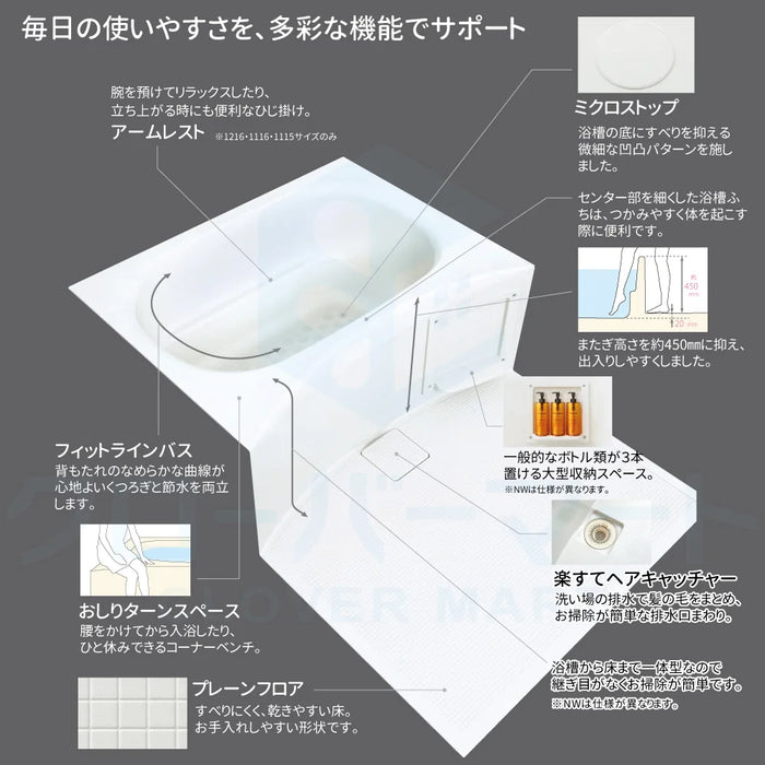 ハウステック Housetec ユニットバスルーム NJシリーズ [NJ series] NWB 1115サイズ 基本仕様 アパート・マンションリフォーム用